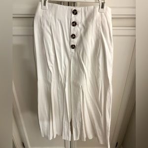 Zara - Trf Collection - White casual pants with brown buttons - Size: L